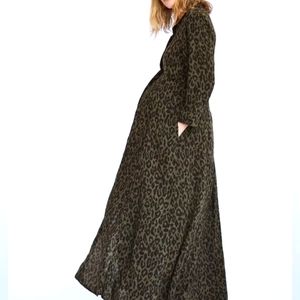 Zara maxi shirt dress leopard print